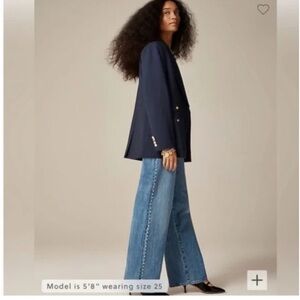 J. Crew Navy Blazer with Light Blue Wide-Leg Jeans